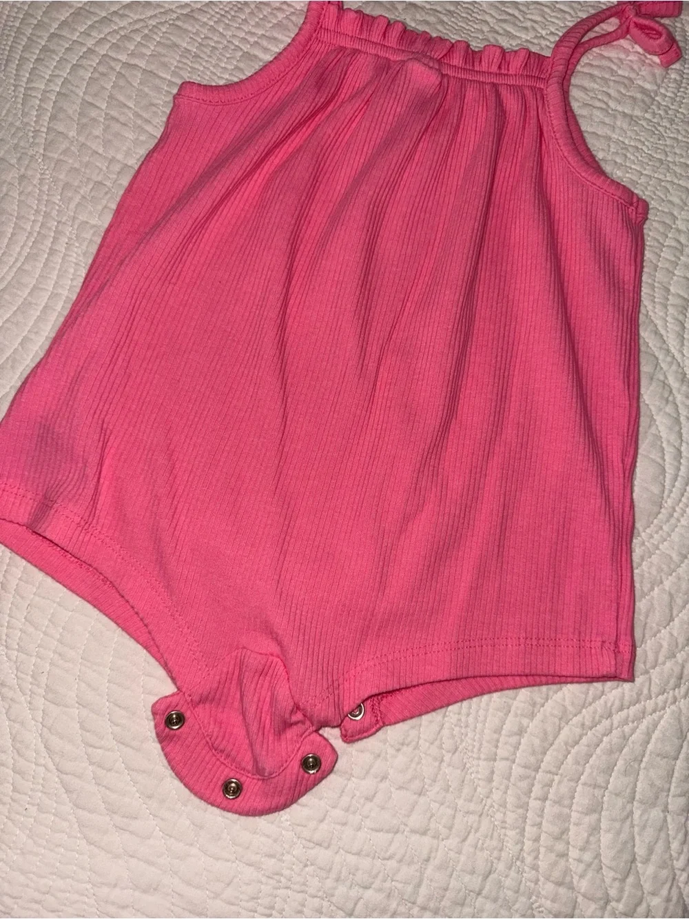 Pink Tank Romper with Embroidered Floral Skirt 12-18 Months